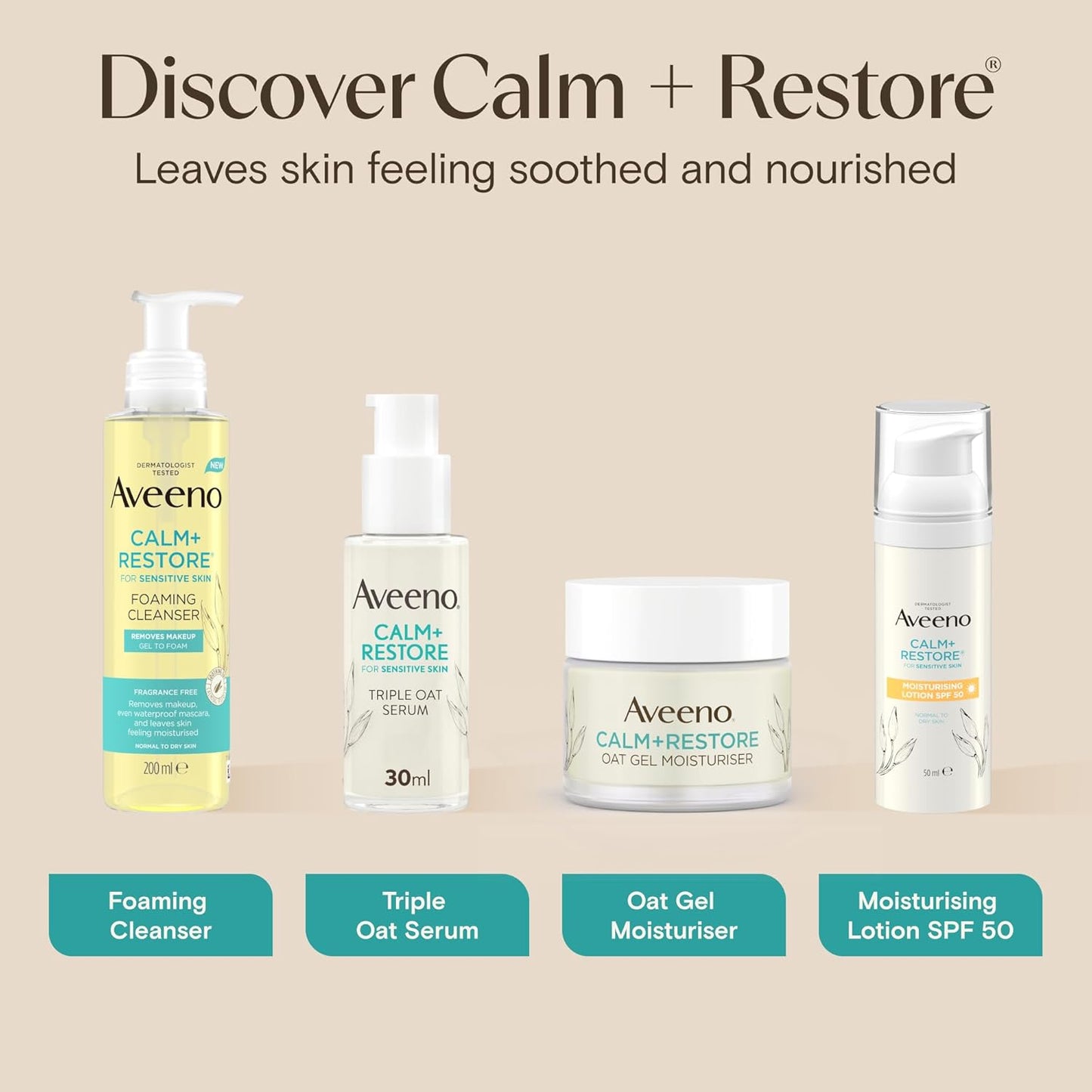Face CALM+RESTORE Oat Rich Balm (1X 50Ml), 24-Hour Hydration Face Moisturiser with Triple Oat Complex, Face Care Soothes and Hydrates Irritated, Very Dry, and Sensitive Skin