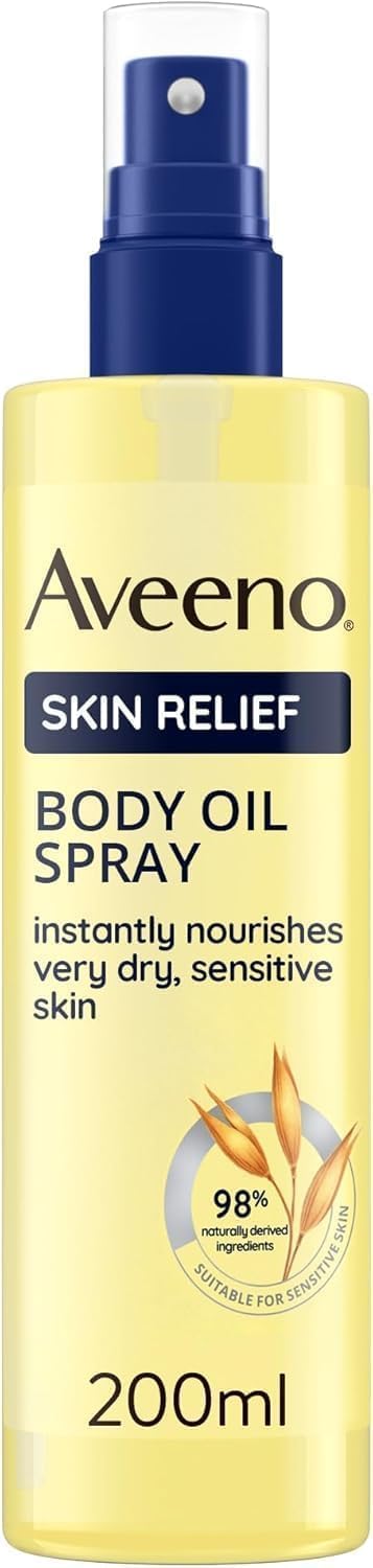 Skin Relief Body Oil Spray, with Oat Oil & Jojoba Oil, Suitable for Sensitive Skin, Instantly Nourishes Very Dry, Sensitive Skin, Suitable for a Massage, 200Ml