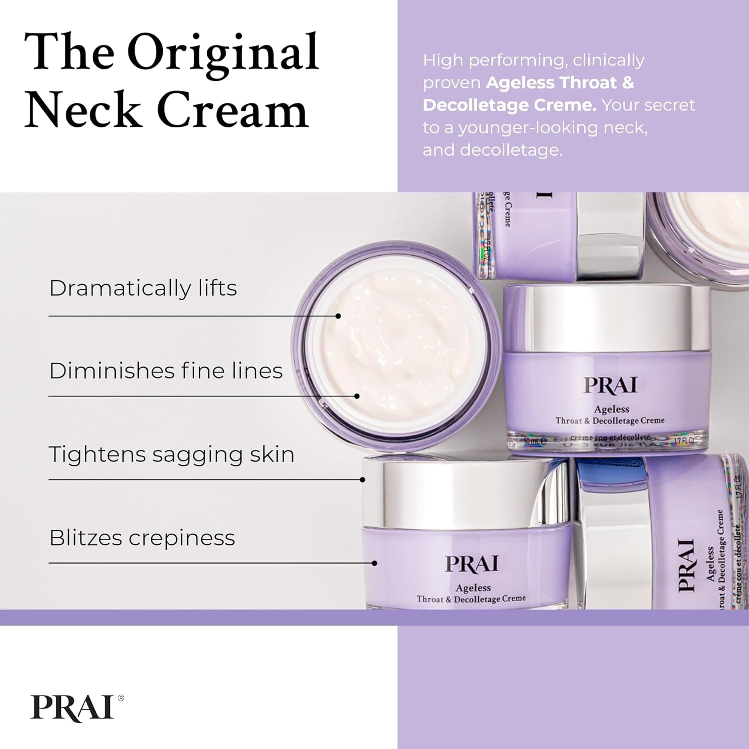 Ageless Throat & Decolletage Creme 50Ml - Anti-Ageing, Collagen Boosting Skincare Cream - Tightens & Firms Skin, Reduces Wrinkles - Luxury Neck Moisturiser with Hyaluronic Acid - 7 Day Results