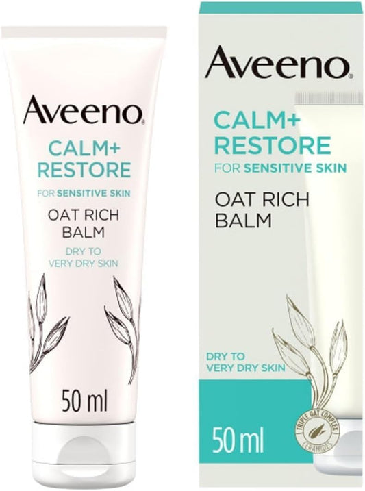Face CALM+RESTORE Oat Rich Balm (1X 50Ml), 24-Hour Hydration Face Moisturiser with Triple Oat Complex, Face Care Soothes and Hydrates Irritated, Very Dry, and Sensitive Skin