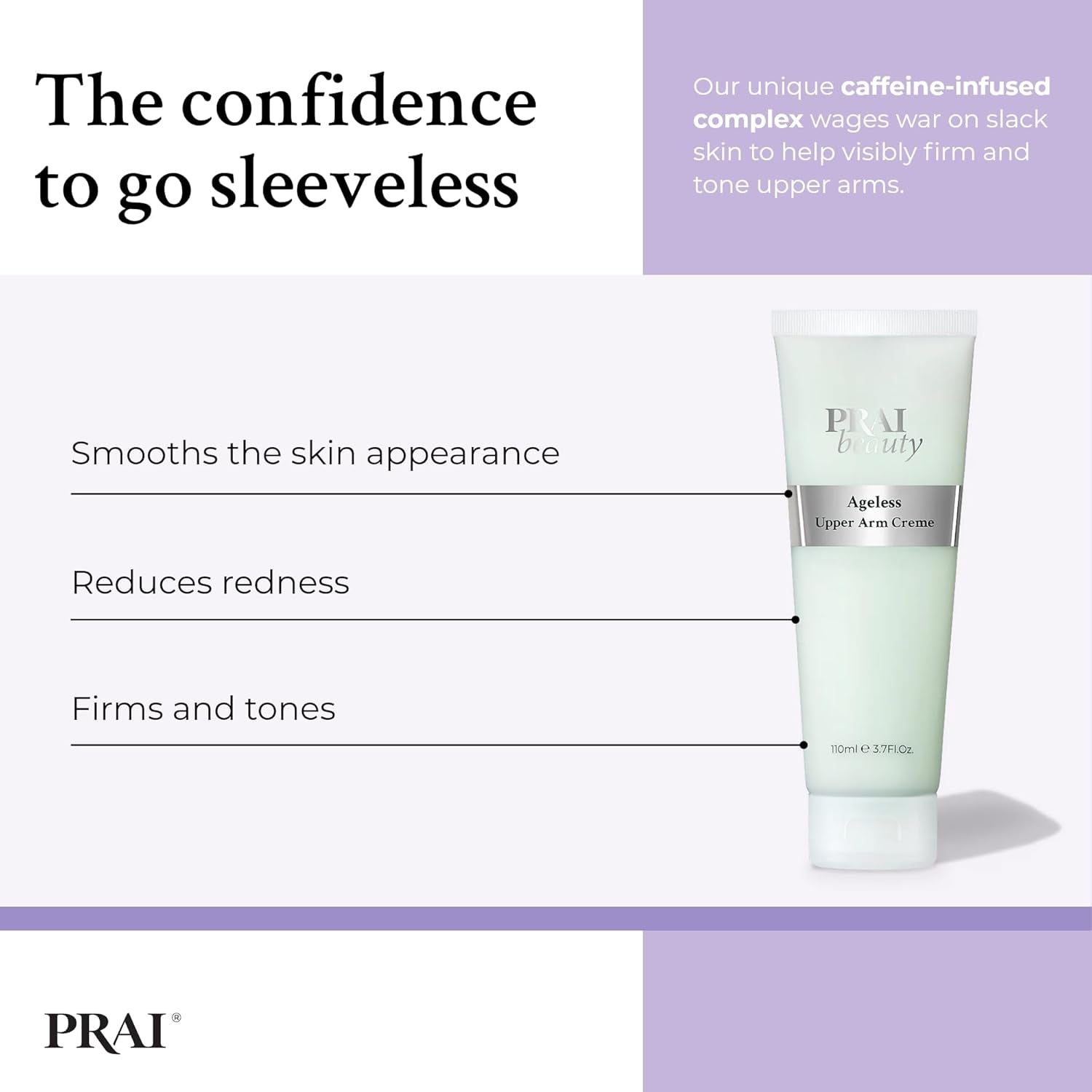 Ageless Upper Arm Creme 110Ml - Advanced Firming & Anti-Ageing Body Cream - Moisturising & Tightening Lotion - with Caffeine & Caprylic/Capric Triglycerides - Tones Loose, Saggy Skin - Mint Scent