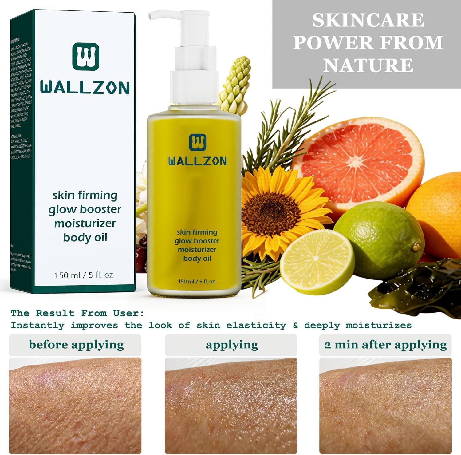 Firming & Nourishing Body Oil for Women with Seaweed Extract, 150Ml after Shower Skincare Oil, Non-Greasy, Lightweight, Fast-Absorbing, Improves Skin Elasticity, Citrus Scent