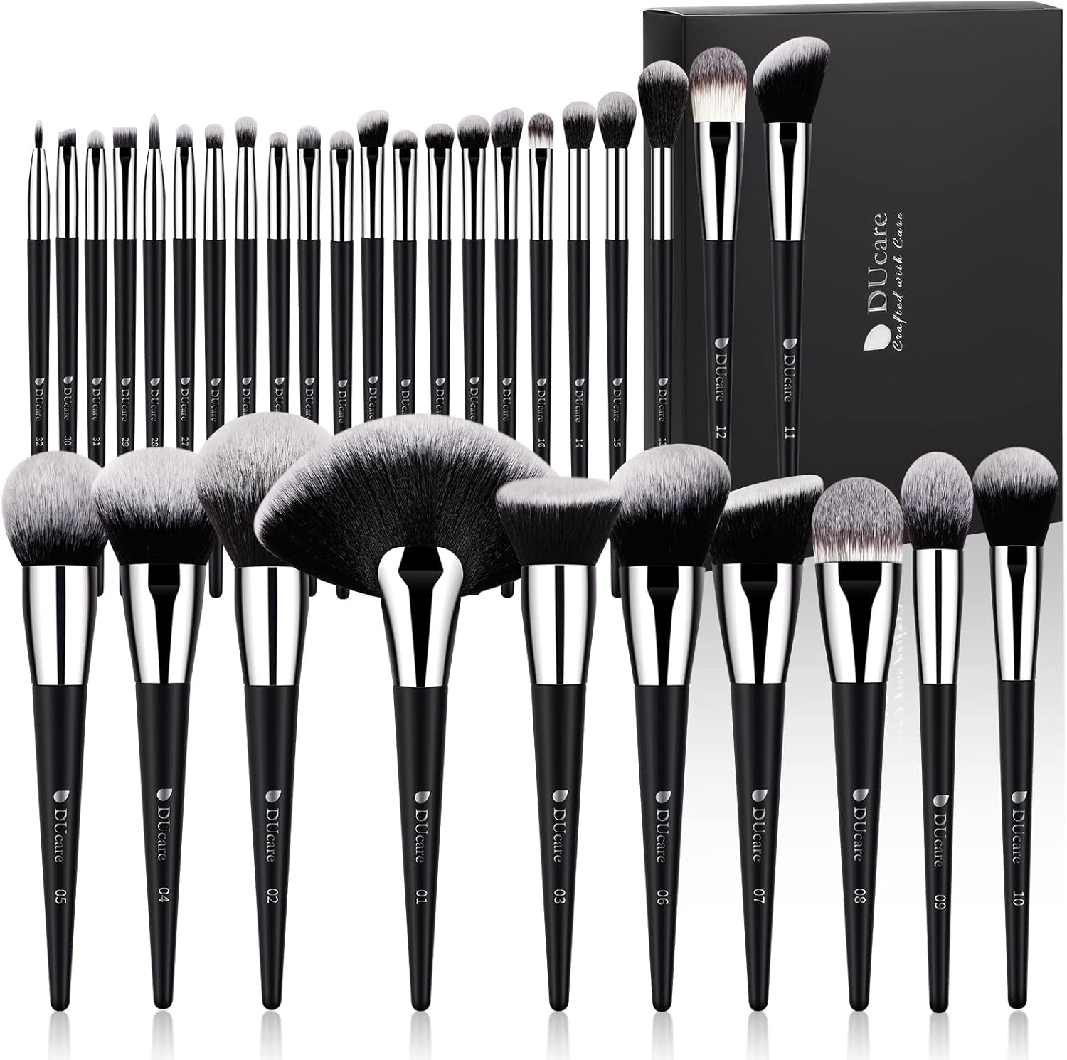 Premium 32-Piece Professional Makeup Brush Set - Synthetic Kabuki, Foundation, Blending, Face Powder, Blush, Concealer, and Eyeshadow Brushes